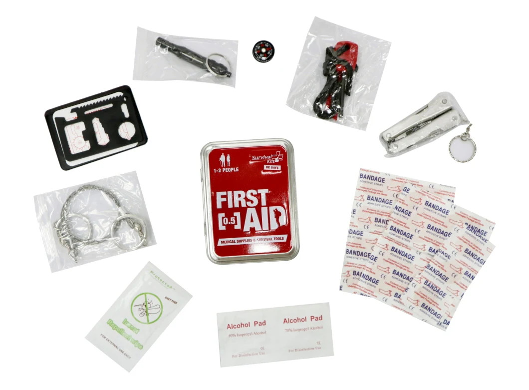 Tin Box Survival First Aid Kit for Camping Outdoor Travel Car