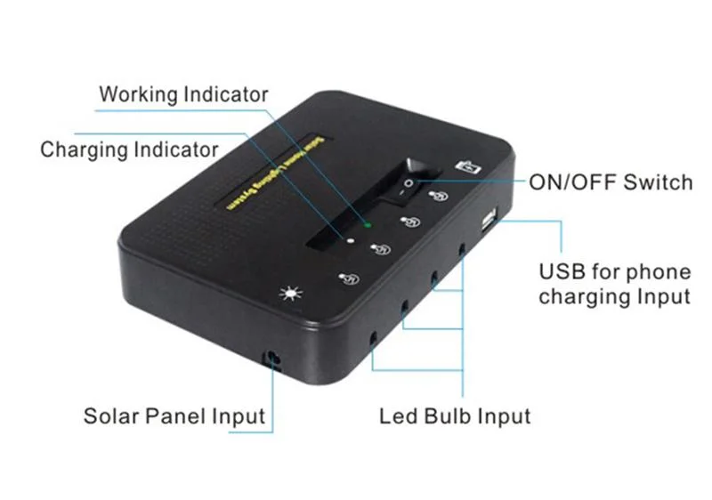 Solar Home Kit with 3 Bulbs Lighting Your Home at The Same Time, Powering Your Phone Anytime and Anywhere, with a Replaceable Battery.