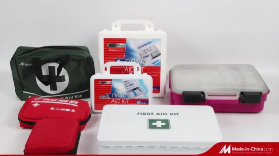 Mini kit di cassette di pronto soccorso in plastica di grado medico approvati CE FDA ISO, fornitore di prodotti per casa, auto, viaggi, famiglia, attività all'aperto